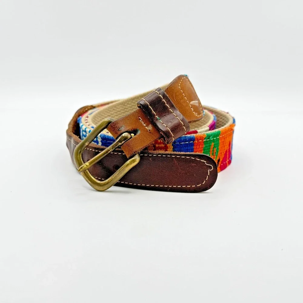 A Tail We Could Wag Southwestern Serape Woven Belt Multicolor Cactus Sz 38